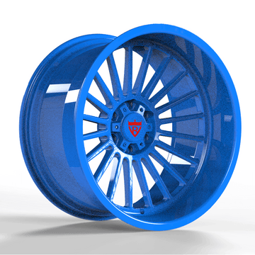 Custom blue deep dish forged wheel showcasing a stylish design, ideal for truck custom wheels and 20-inch aluminum rims.